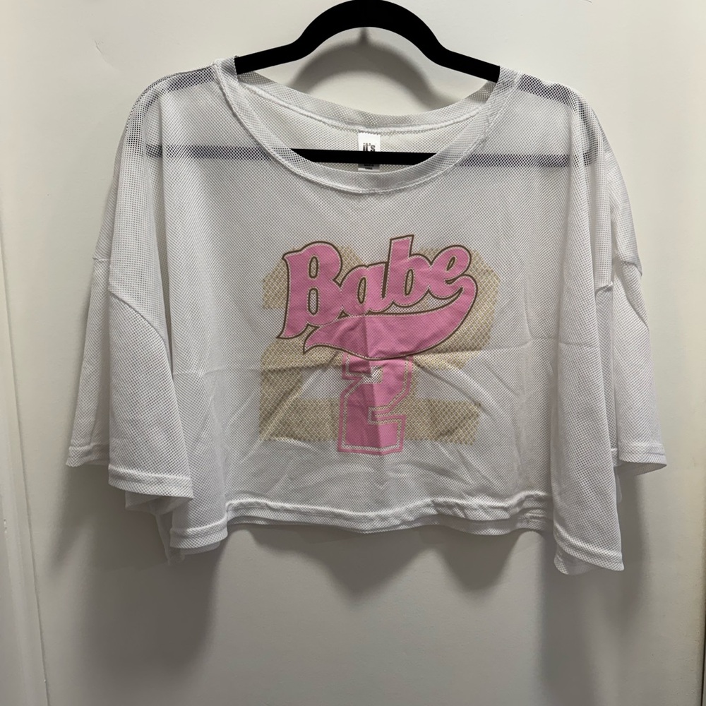White Mesh Cropped Jersey